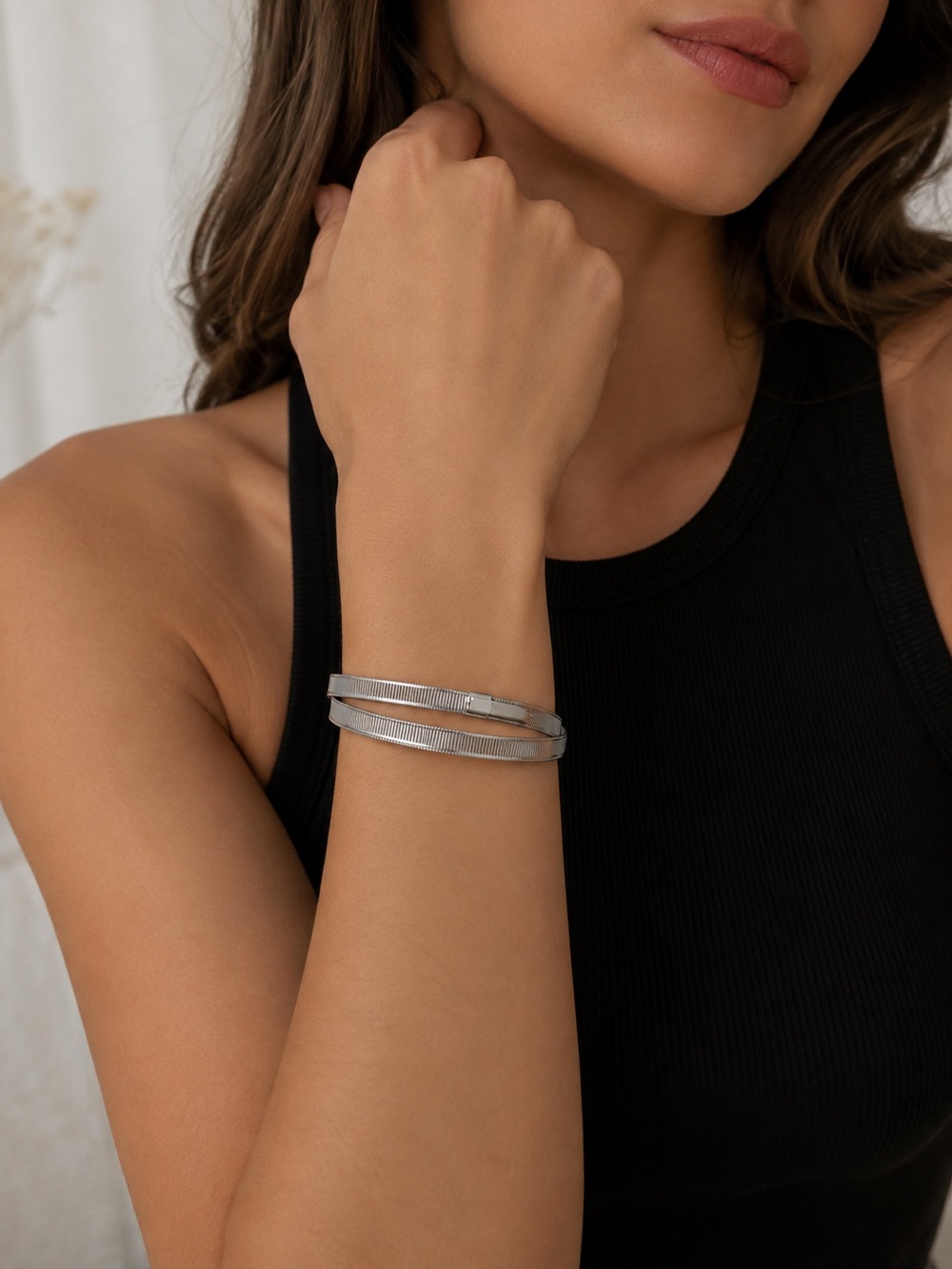 Twist Cuff Bracelet Silver Tone